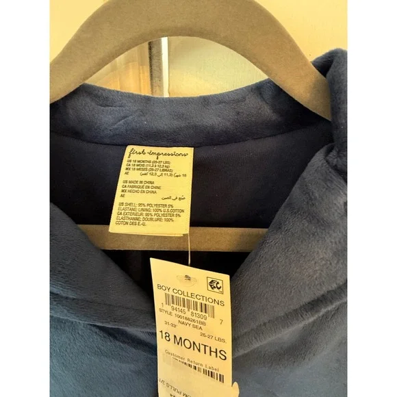 First Impressions Boys Navy Sea Velvet Blazer Jacket 18 Months - Picture 5 of 5